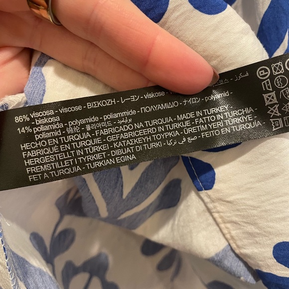 Zara Blue and White Print Dress size small - Picture 3 of 7